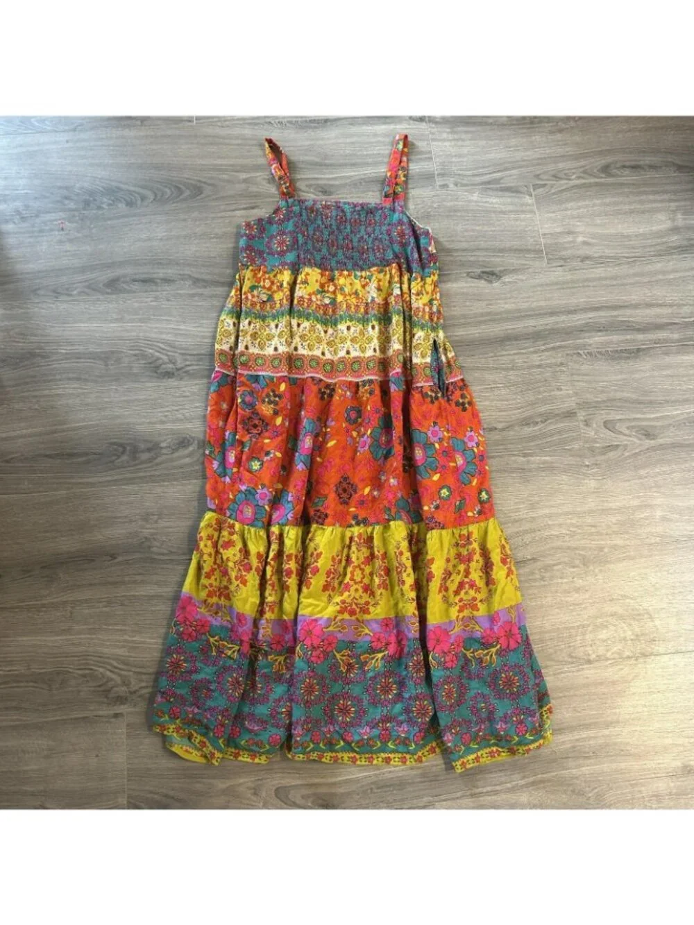 Natural Life Dress Womens L Multicolor Floral Boho Tiered Maxi Sundress Festival - Picture 2 of 10